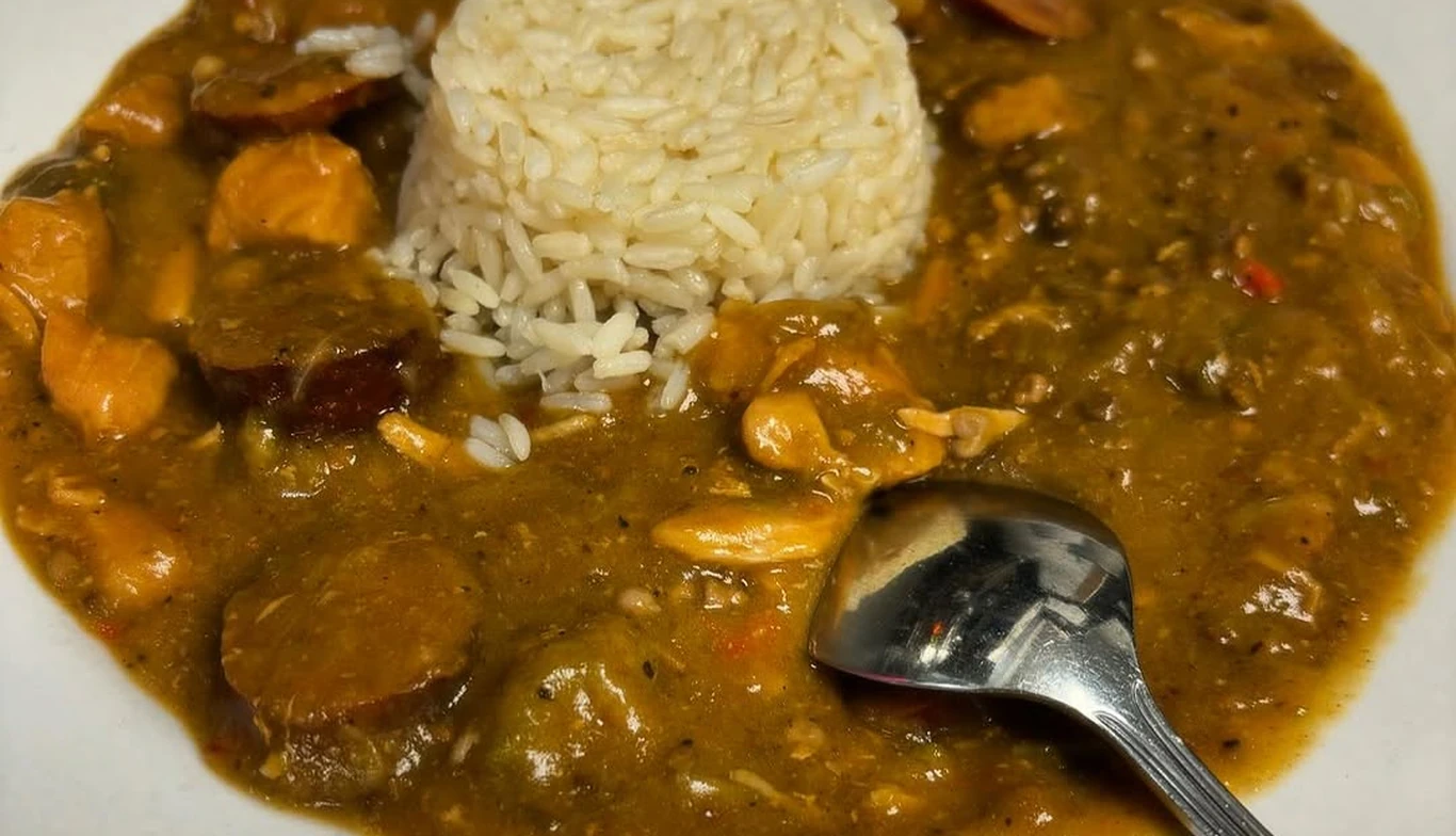 Sausage gumbo with rice at McNamara's Pub & Restaurant, Irish pub near Alexandria VA