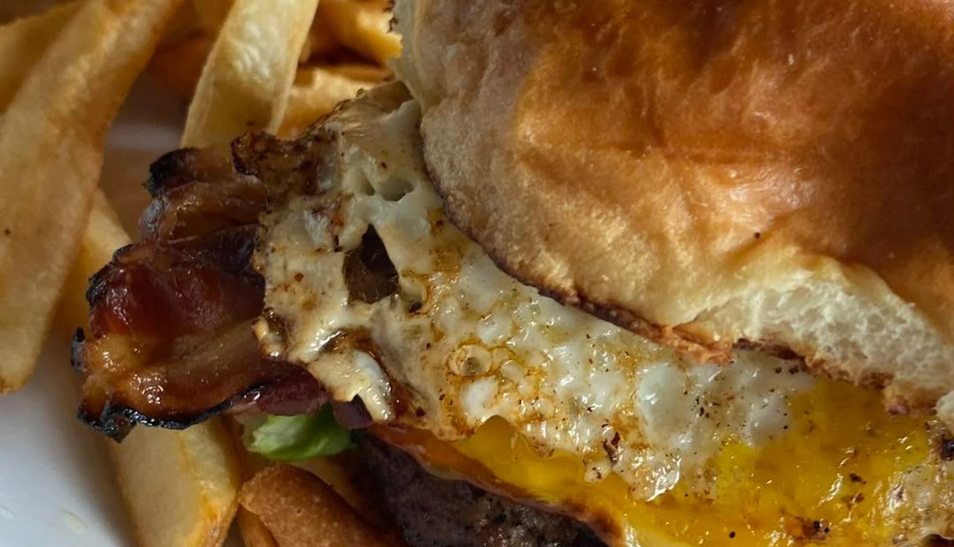 Bacon cheeseburger with a fried egg at McNamara's Pub & Restaurant, Irish pub near Arlington VA
