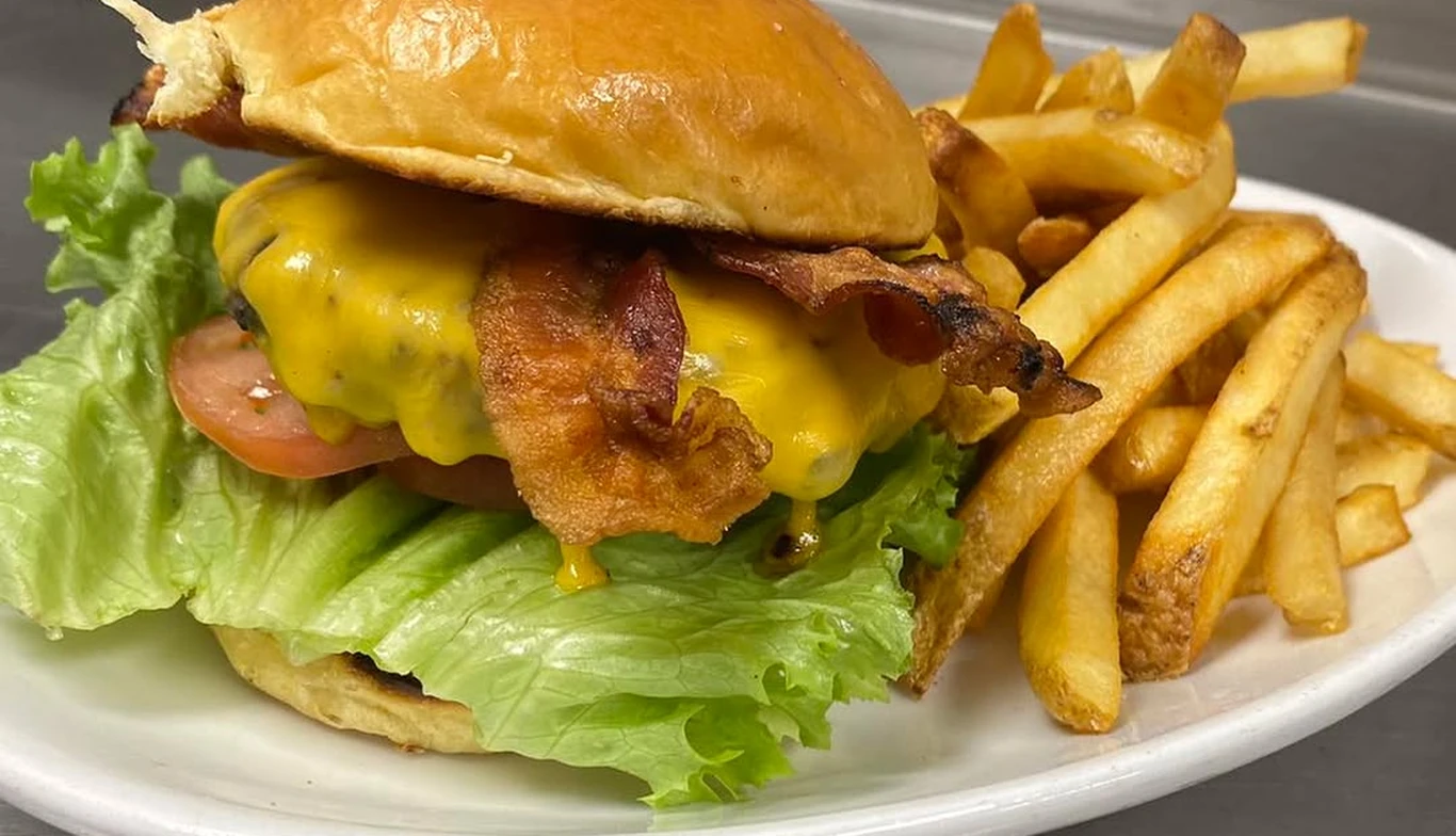 Bacon cheeseburger with fries at McNamara's Pub & Restaurant, Irish pub near Capitol Hill DC