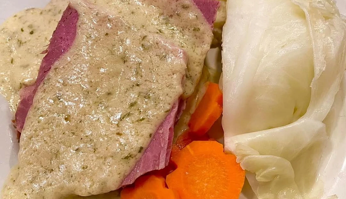 Corned beef and cabbage with carrots at McNamara's Pub & Restaurant, Irish pub near Capitol Hill DC
