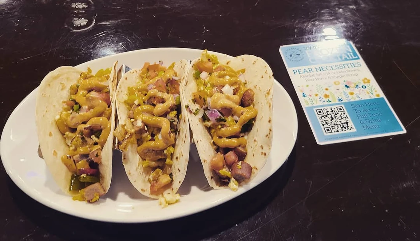 Three tacos on a plate at McNamara's Pub & Restaurant, Irish pub near Del Ray VA