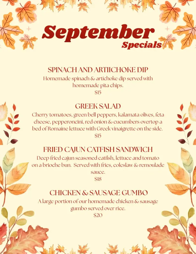 McNamara's Pub September 2026 food specials, Crystal City Arlington VA